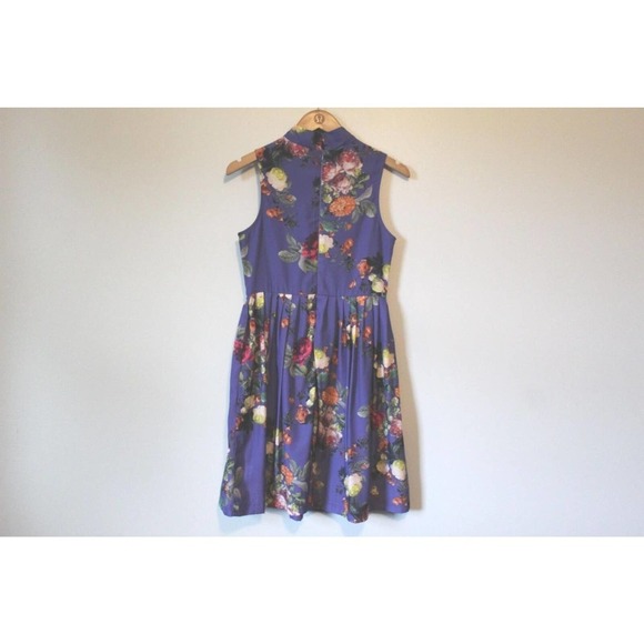 ✨2/$20 ModCloth Bea & Dot Floral Fit Flare Dress Lay of the Landscape XS H14784 - Picture 5 of 11